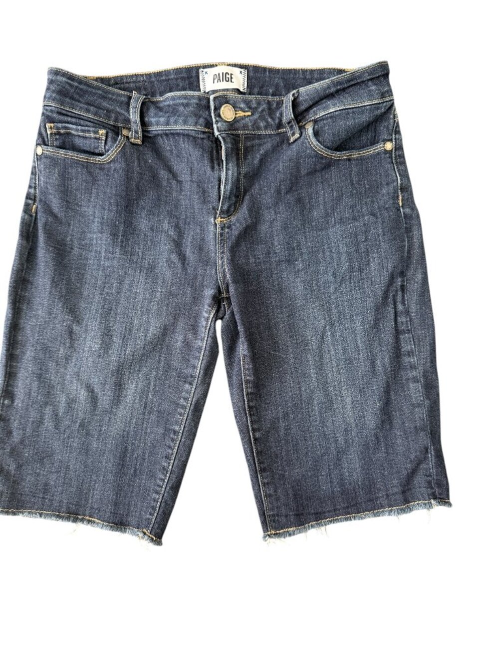 PAIGE Bermuda Shorts- 28- Dark Wash- Low Rise